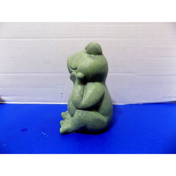 NEW Green Frog Figurine Statue Frogs Plaster - Picture 2 of 5